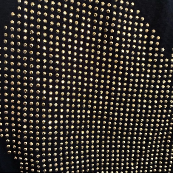 Ocasion High Low Black Righstones Heart Leopard Sheer Contrast Tunic Top S - Picture 7 of 10